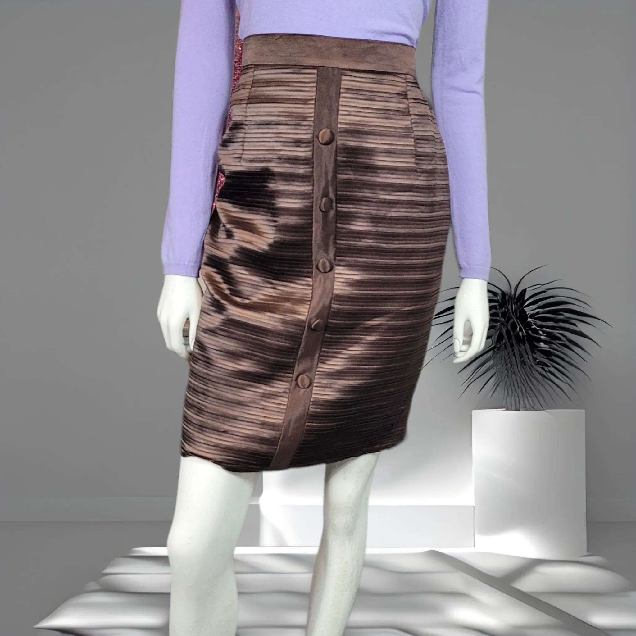 90s Brown Vintage Pencil Skirts Dior Boutique Size M