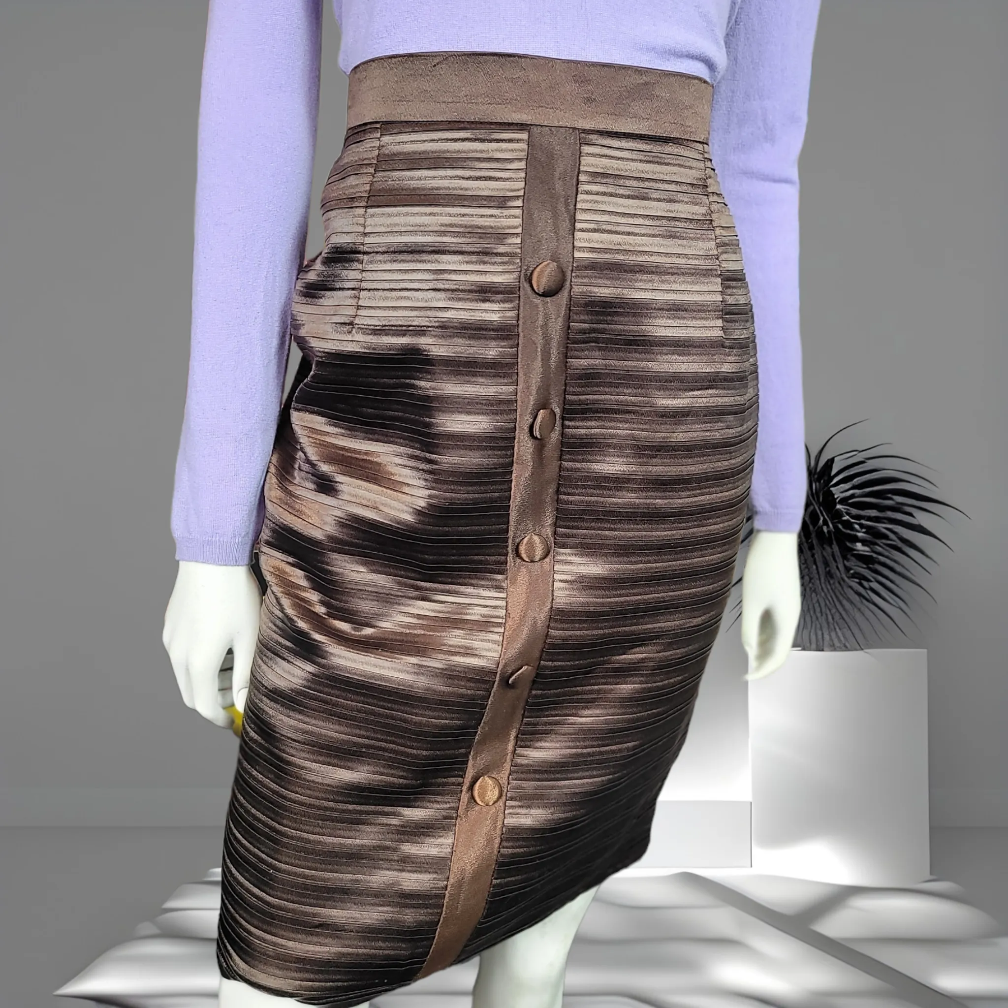 90s Brown Vintage Pencil Skirts Dior Boutique Size M
