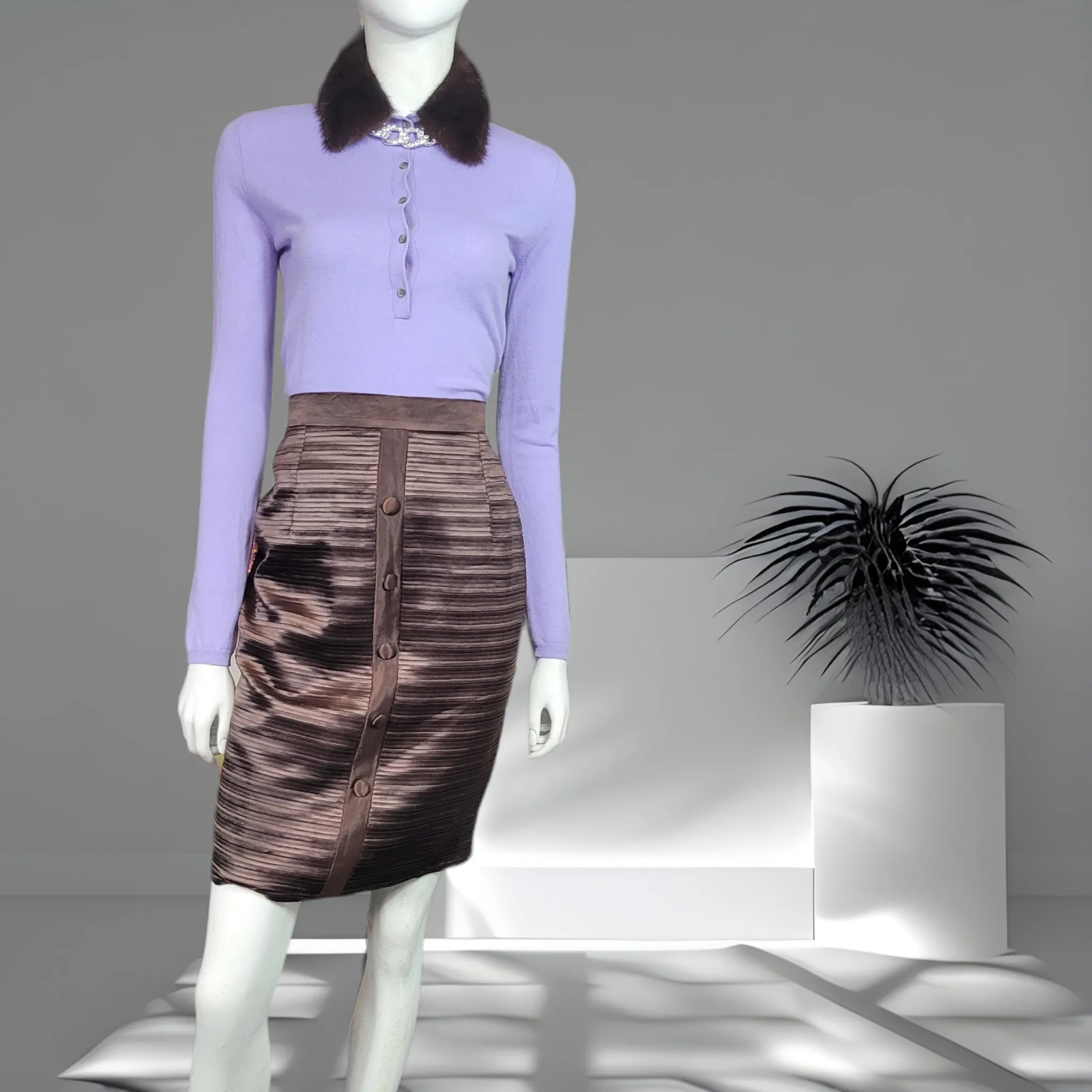 90s Brown Vintage Pencil Skirts Dior Boutique Size M