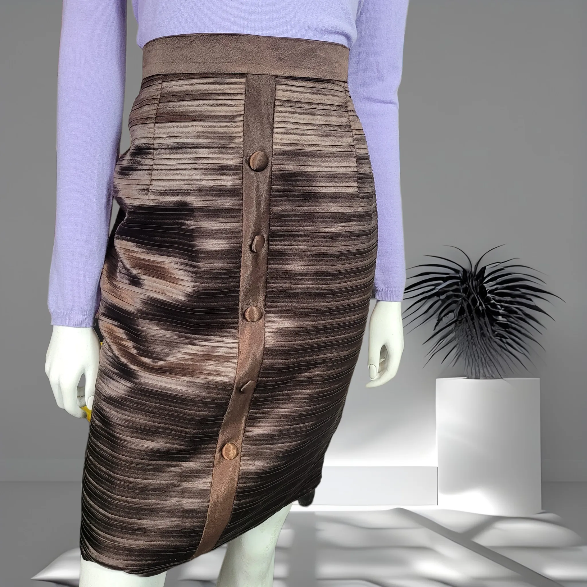 90s Brown Vintage Pencil Skirts Dior Boutique Size M