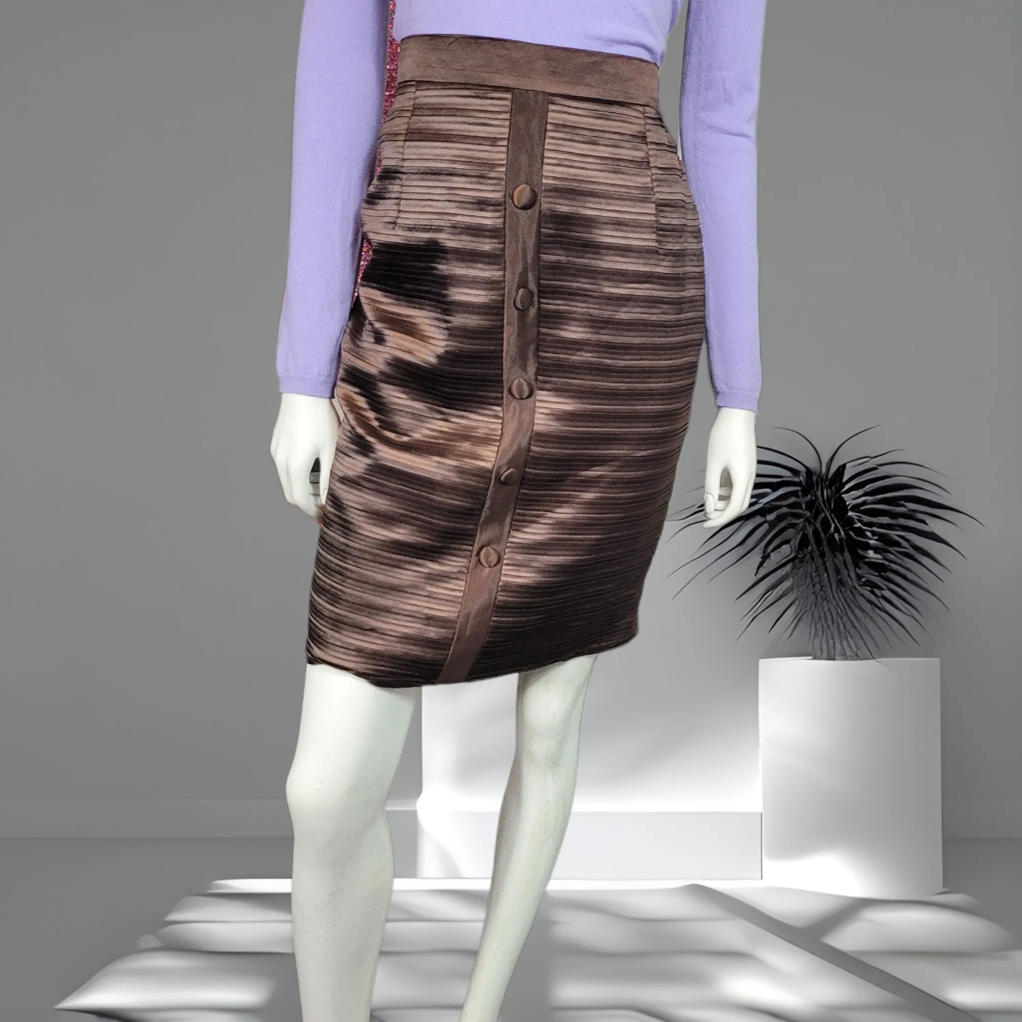 90s Brown Vintage Pencil Skirts Dior Boutique Size M