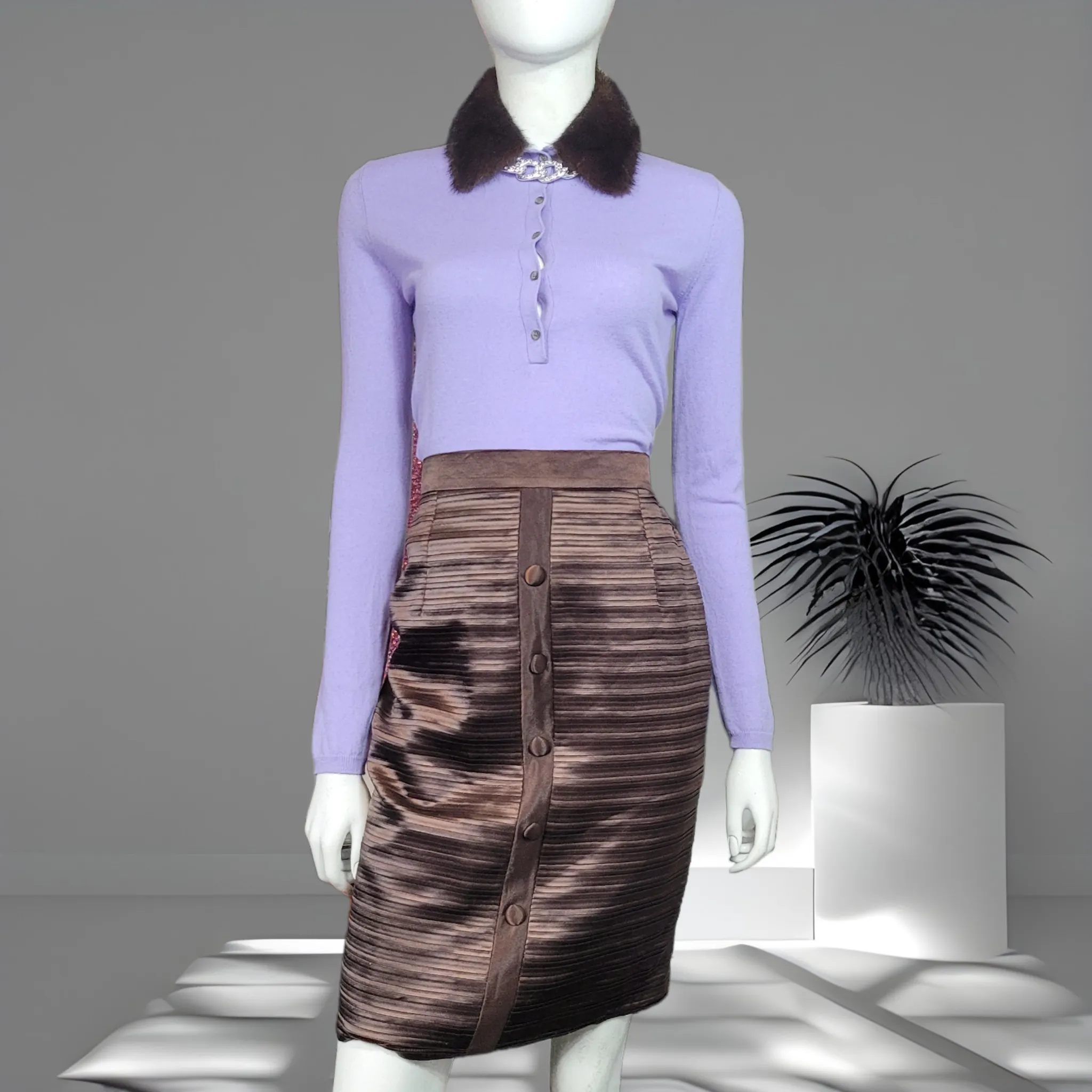 90s Brown Vintage Pencil Skirts Dior Boutique Size M