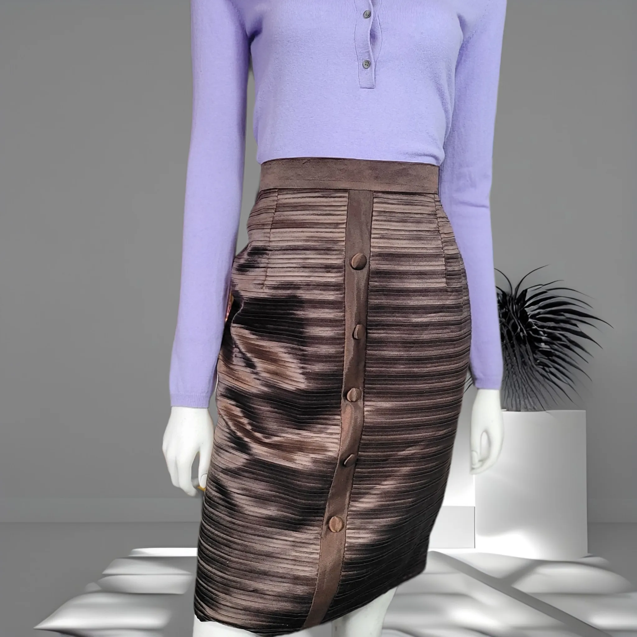 90s Brown Vintage Pencil Skirts Dior Boutique Size M