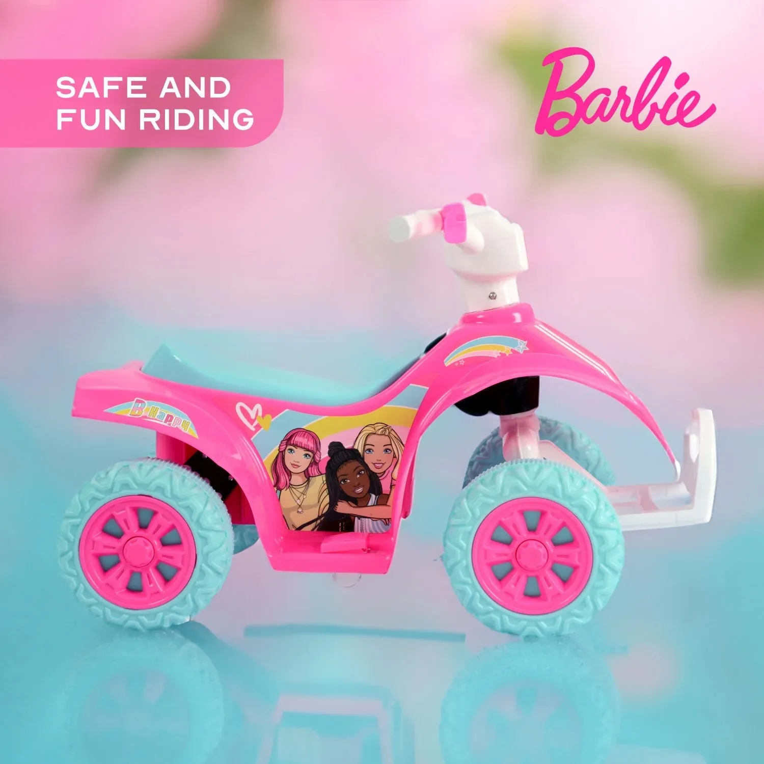 Barbie ATV Quad, 6V Battery Powered Ride On for Kids Ages 1.5 , Pink