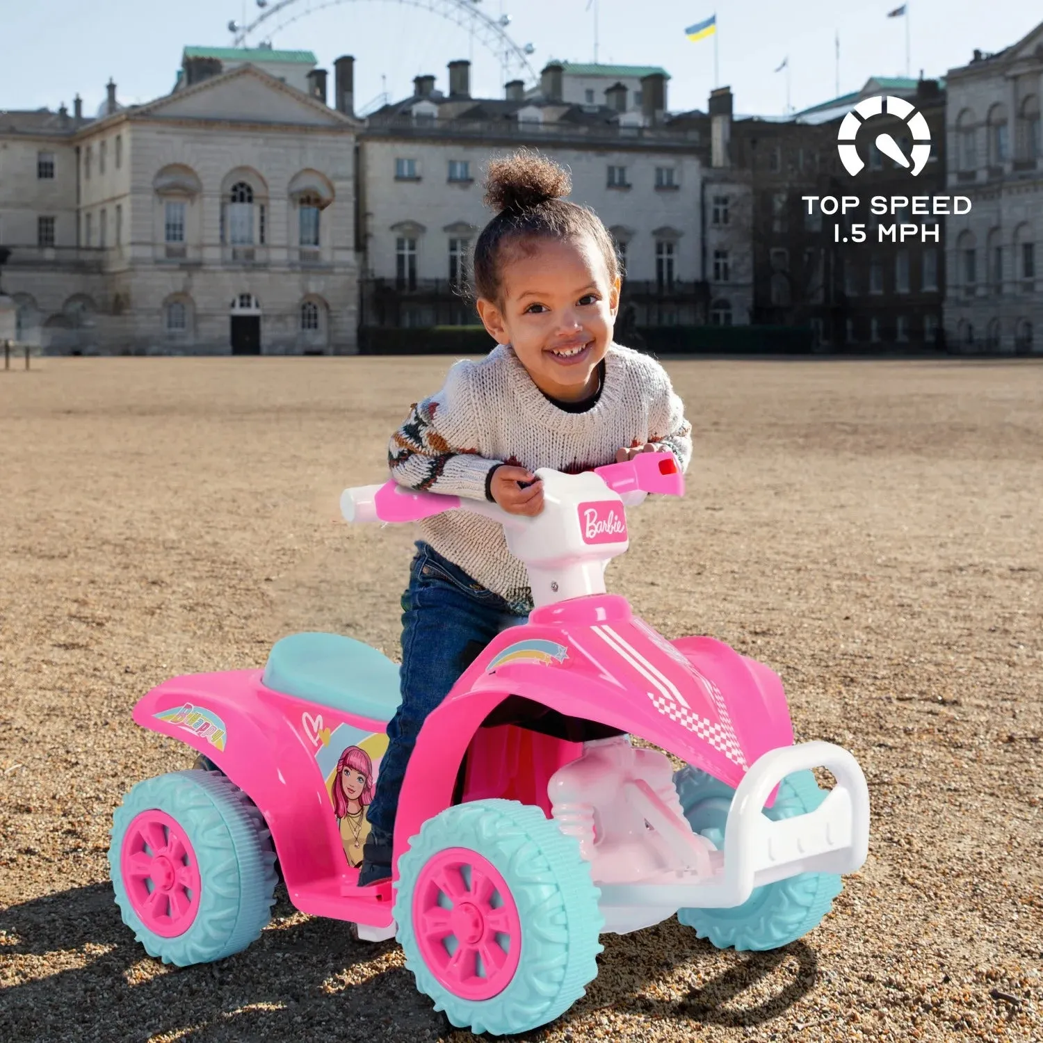 Barbie ATV Quad, 6V Battery Powered Ride On for Kids Ages 1.5 , Pink