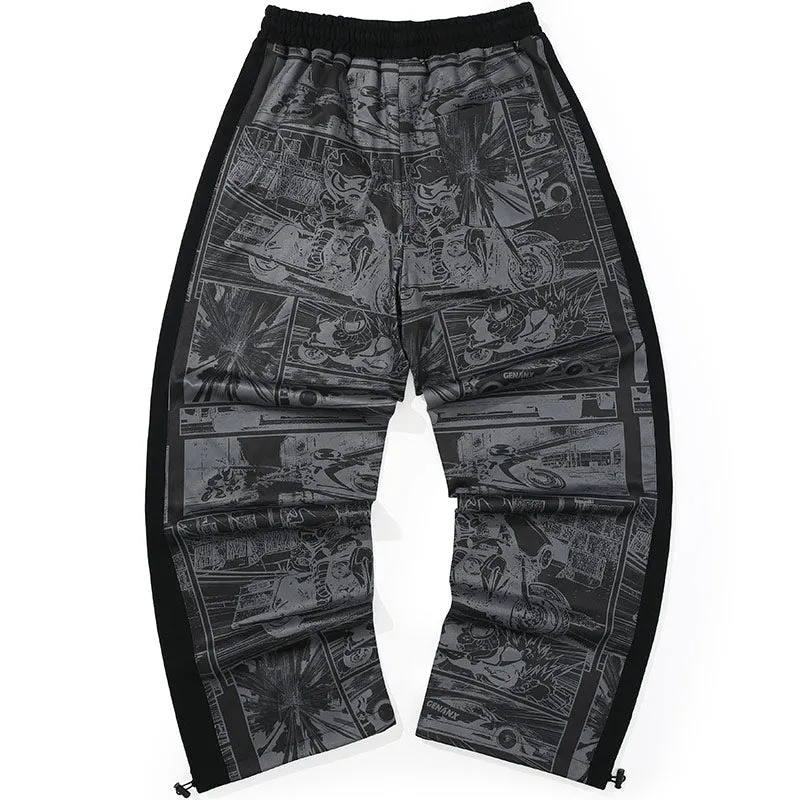 Black Comic Full Print Casual Jogger Pants