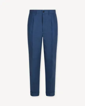 Blueberry Double Pleat Linen Trousers