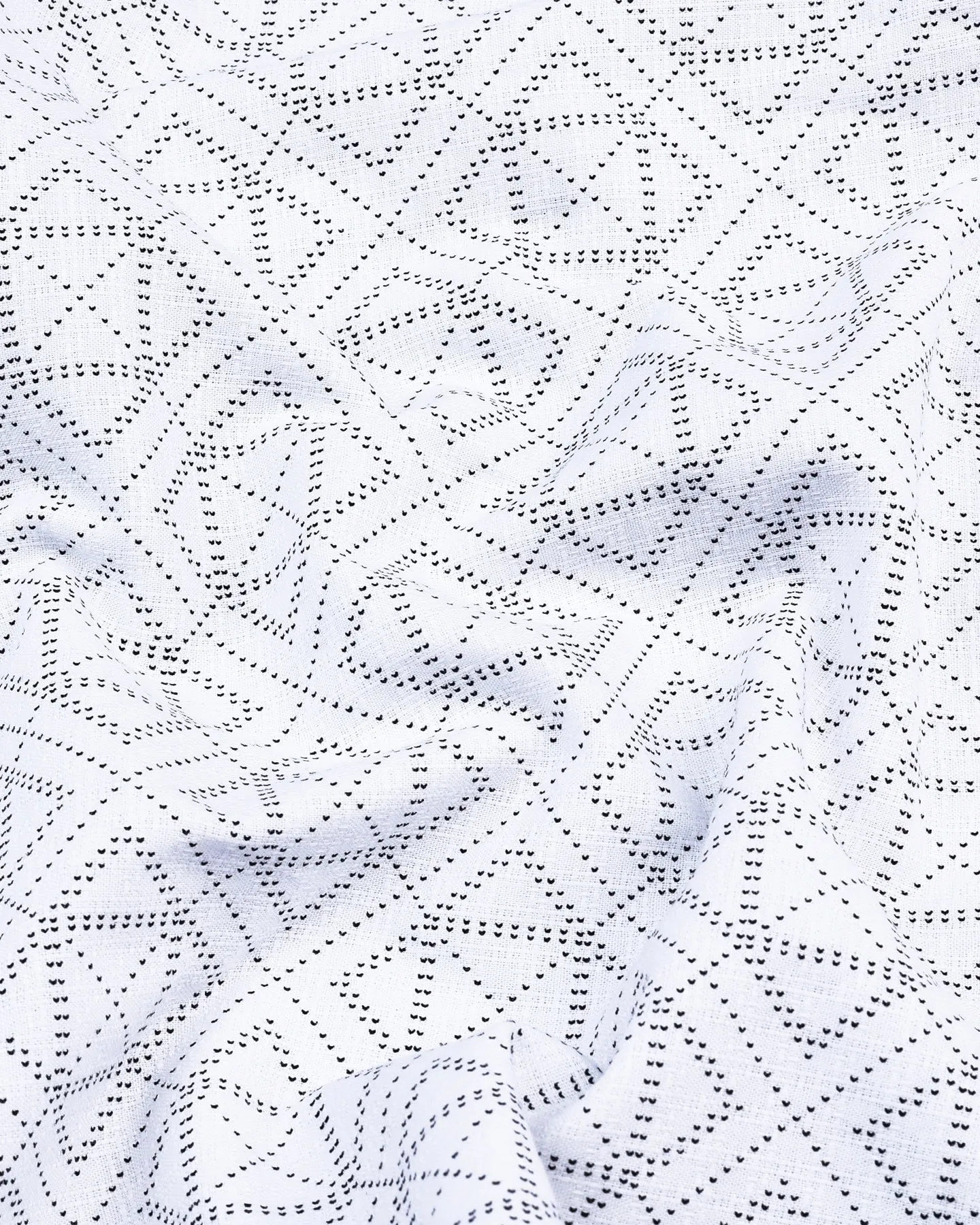 Carnate White With Black Printed Dobby Cotton Shirt