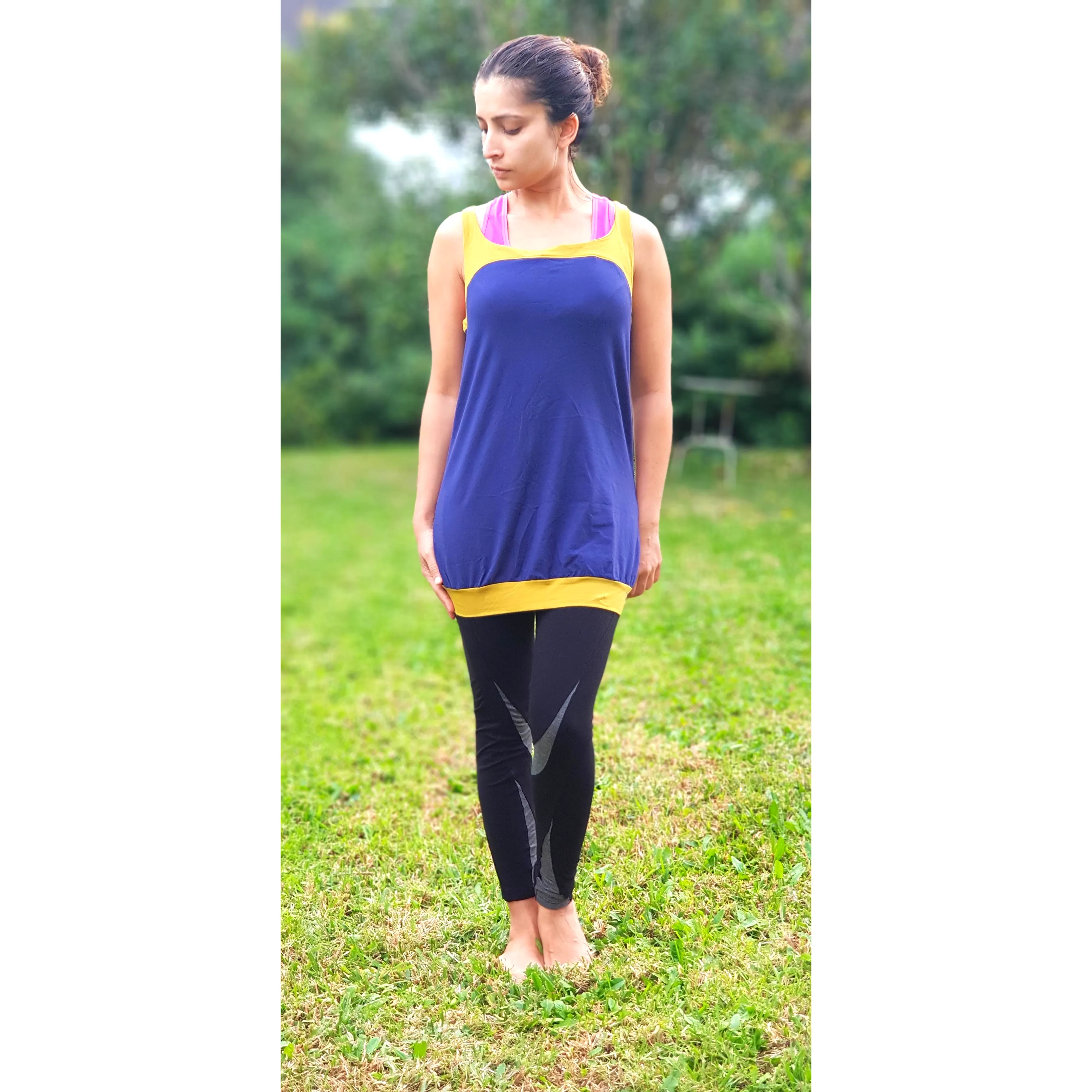 Certified Organic Cotton Tank Top -Yellow/Blue