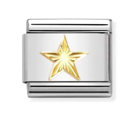 Classic Gold Star with Etched Detail Charm