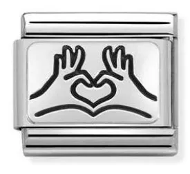 Classic S/steel,925 silver,Hands to heart    330109/58