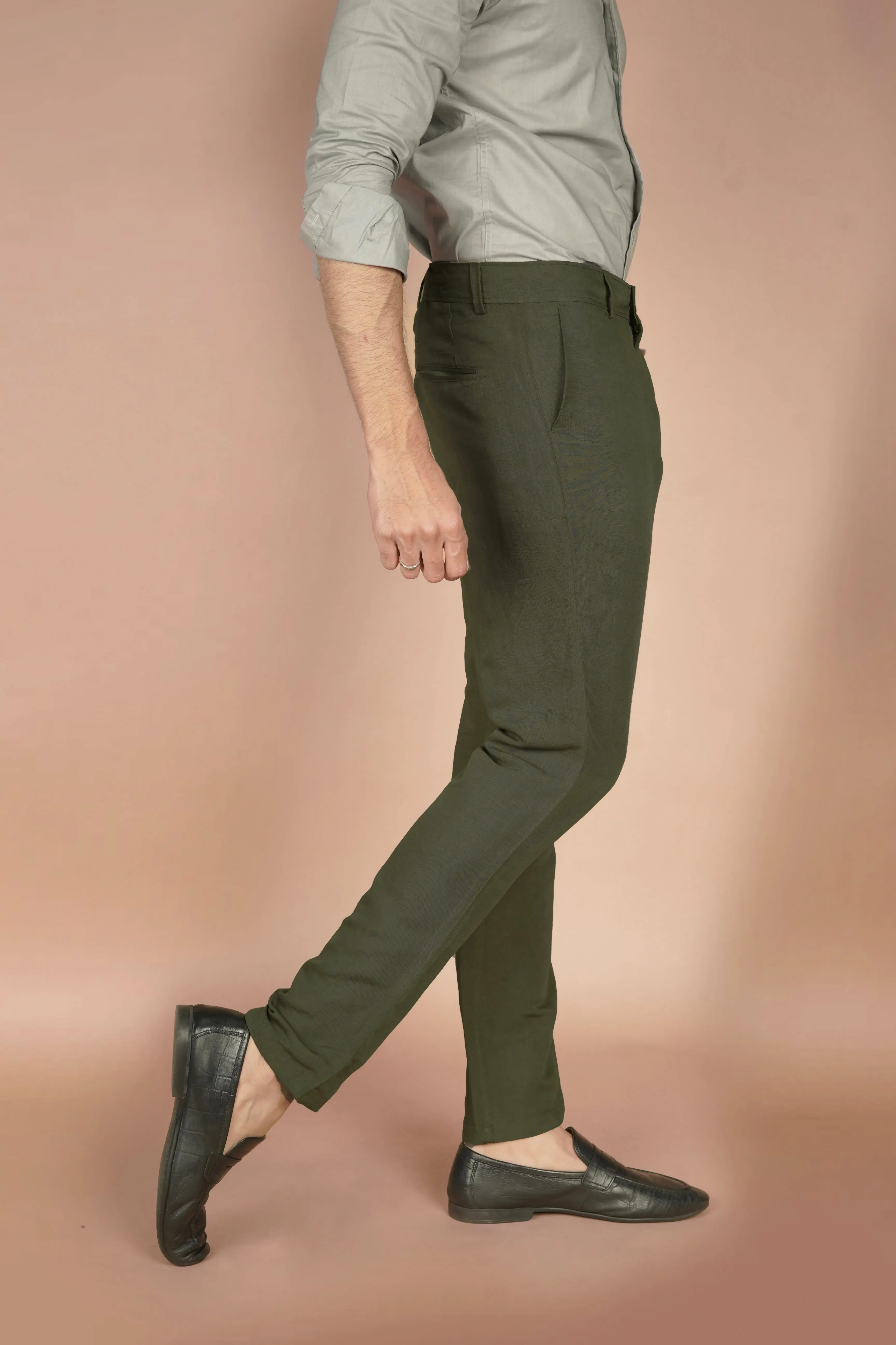 Crocodile Green Linen Trousers