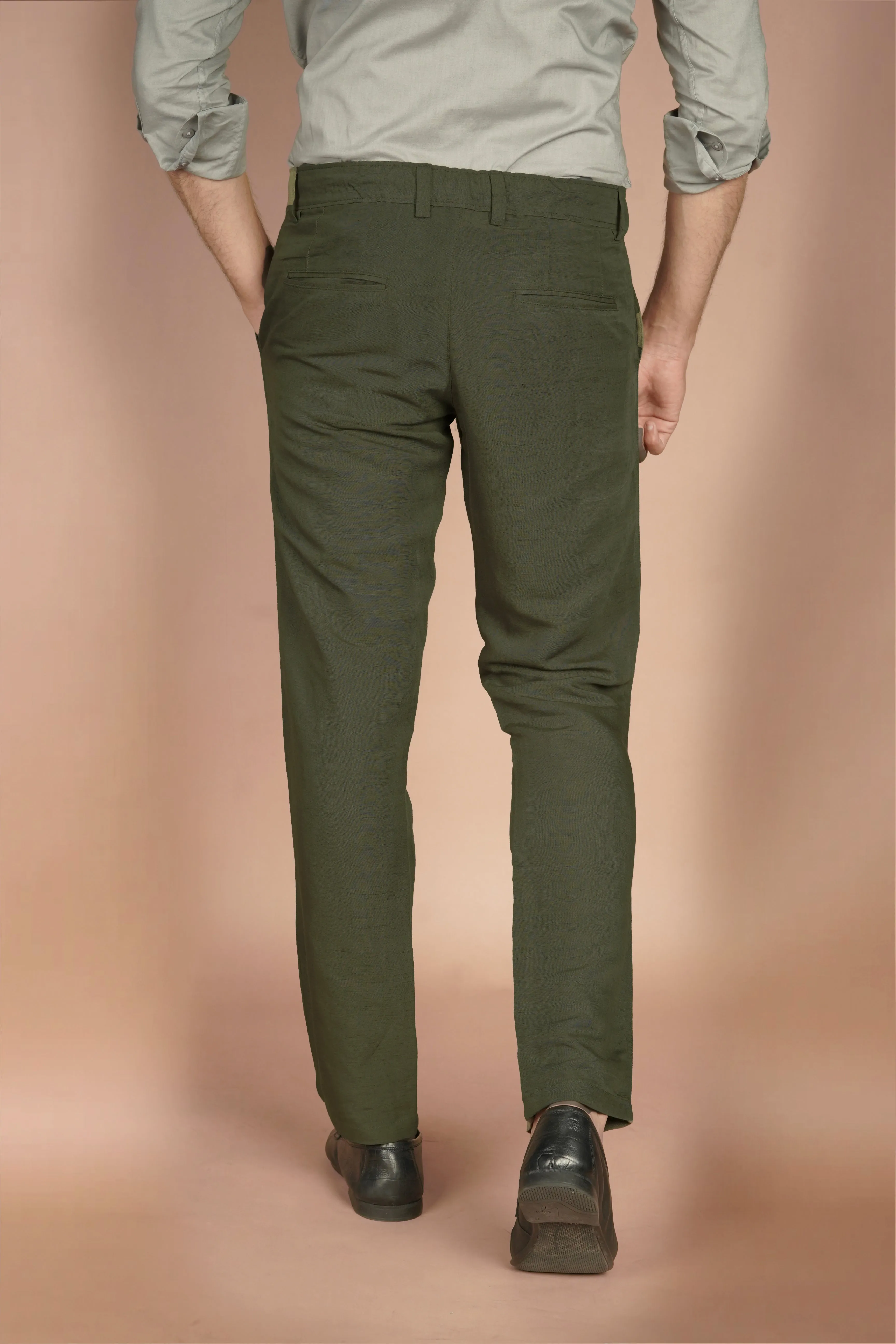 Crocodile Green Linen Trousers