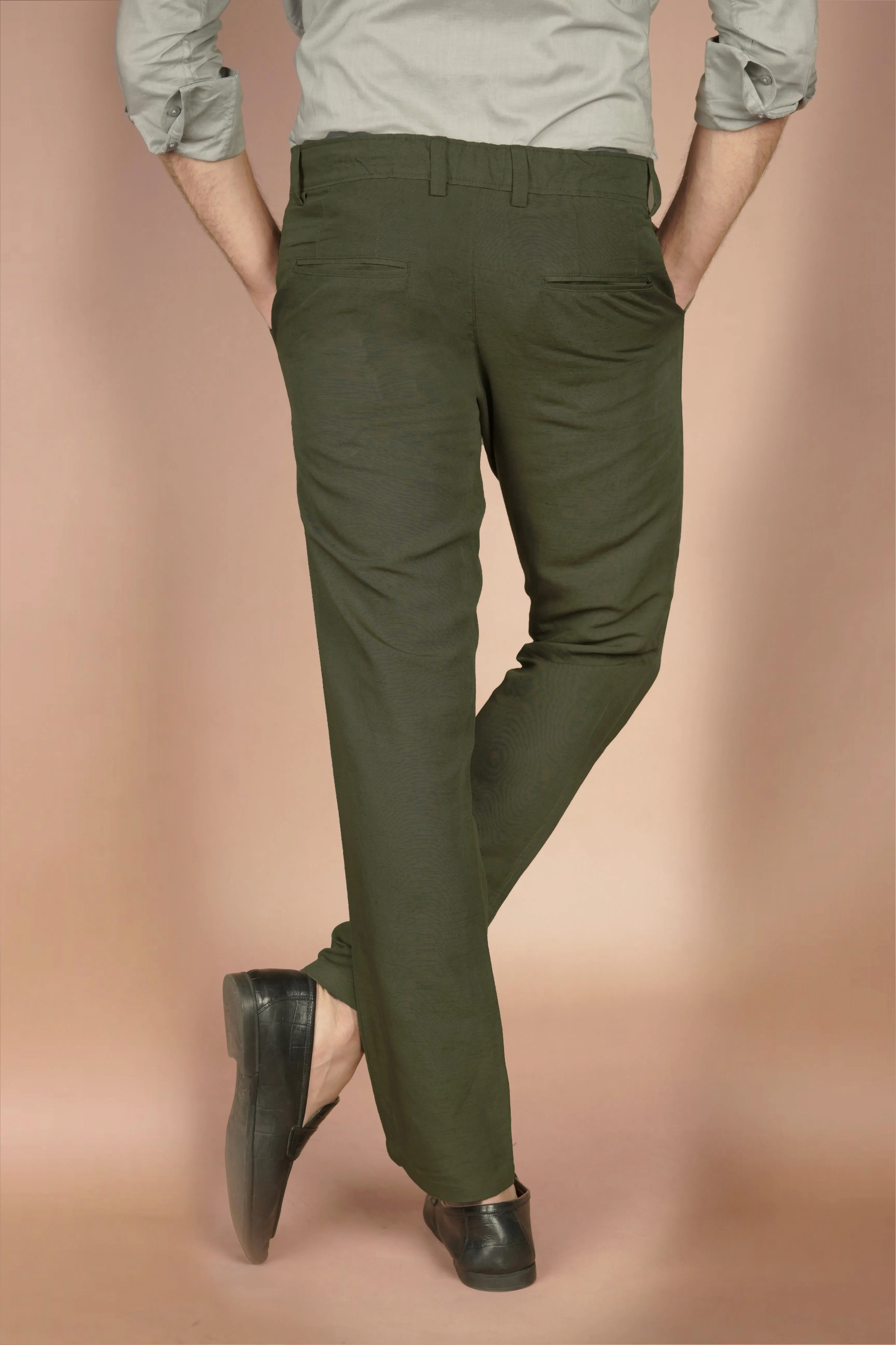 Crocodile Green Linen Trousers