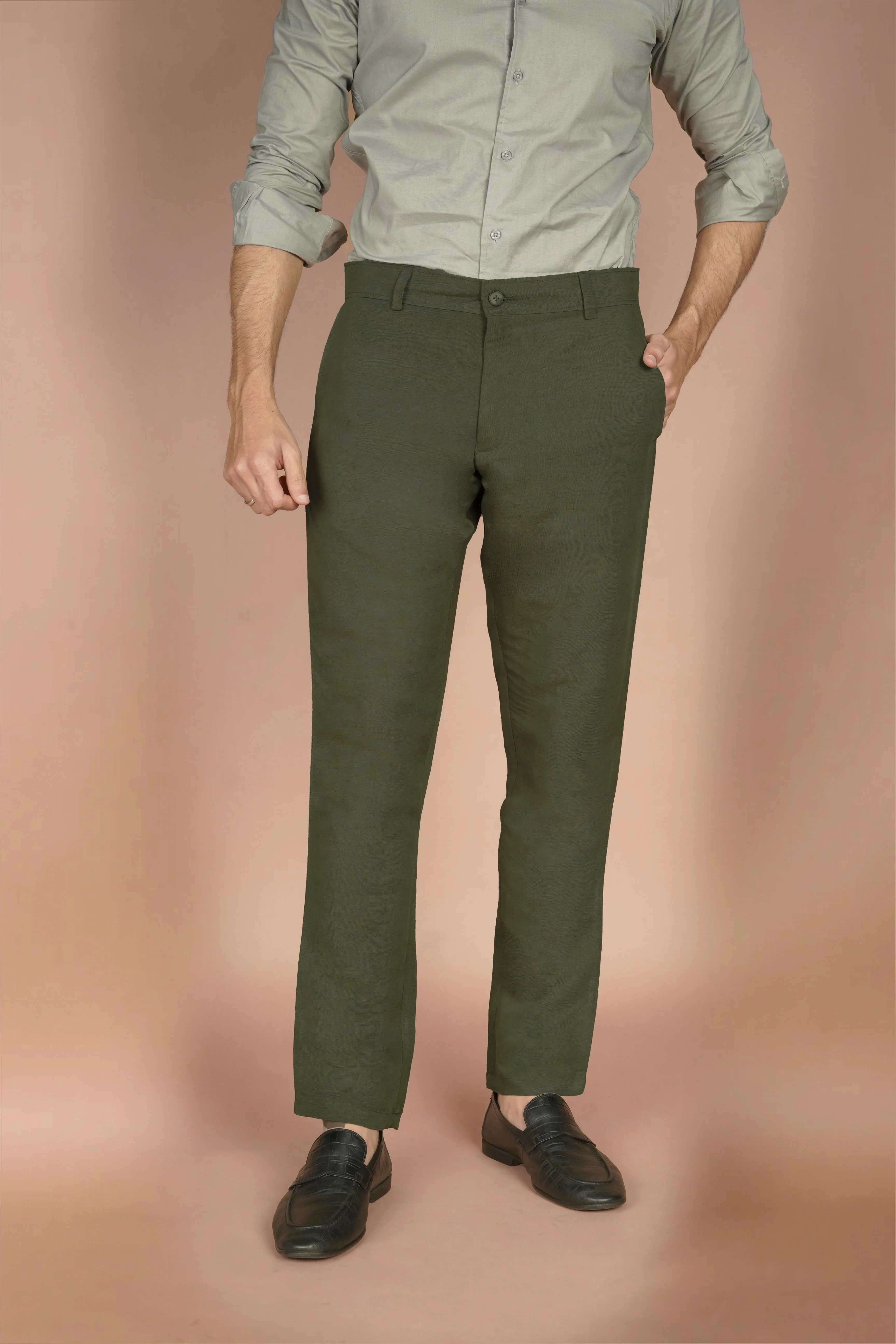Crocodile Green Linen Trousers