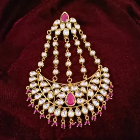 Designer Gold Plated Royal Kundan Jhumar Passa for Bridal (D15)