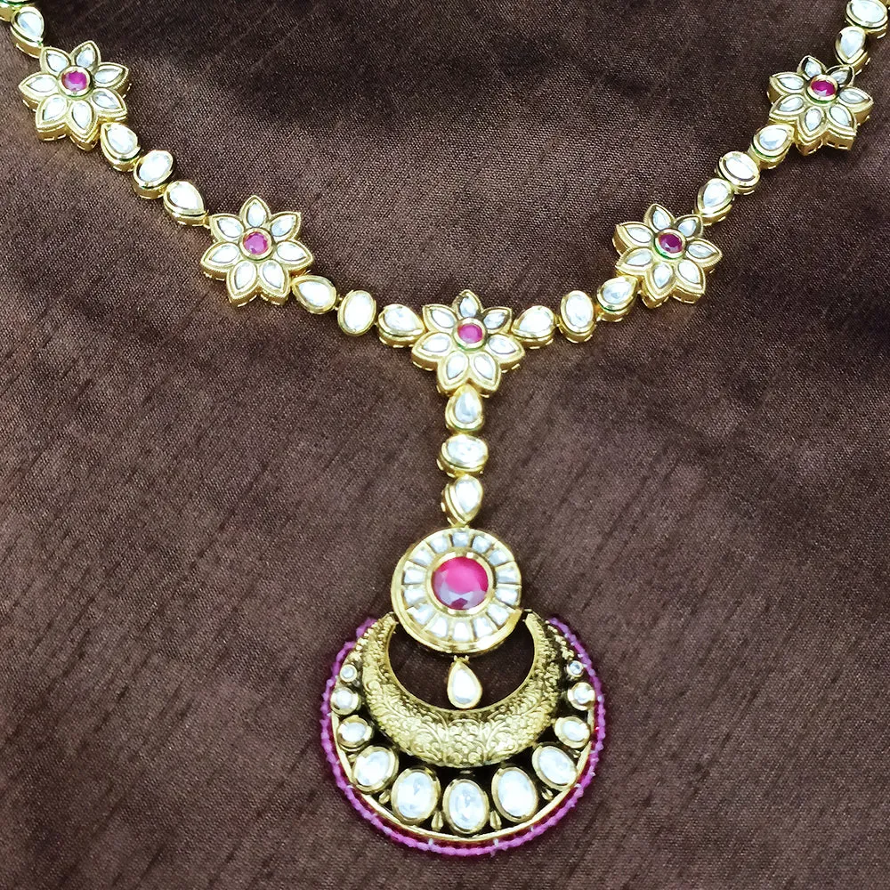 Designer Gold Plated Royal Kundan Sheesh Phool / Matha Patti for Bridal (D20)