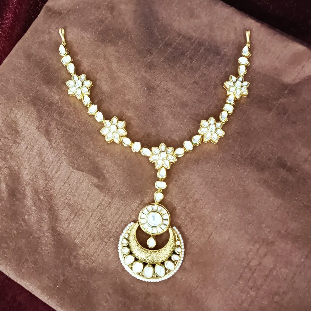 Designer Gold Plated Royal Kundan Sheesh Phool / Matha Patti for Bridal (D20)