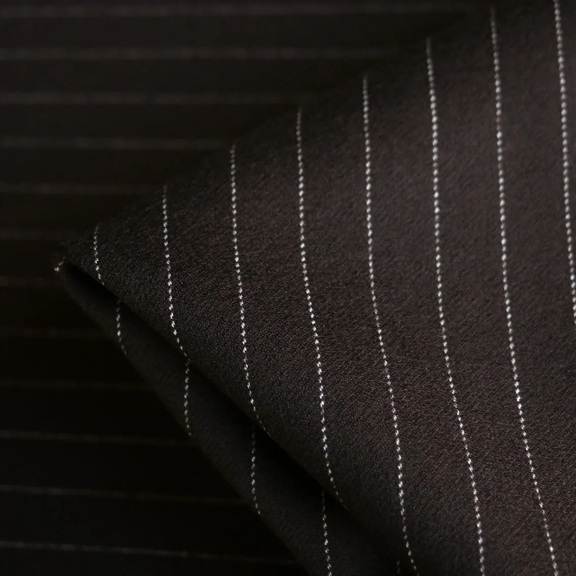 Dolce Striped Wool Suiting - Chocolate Pinstripe