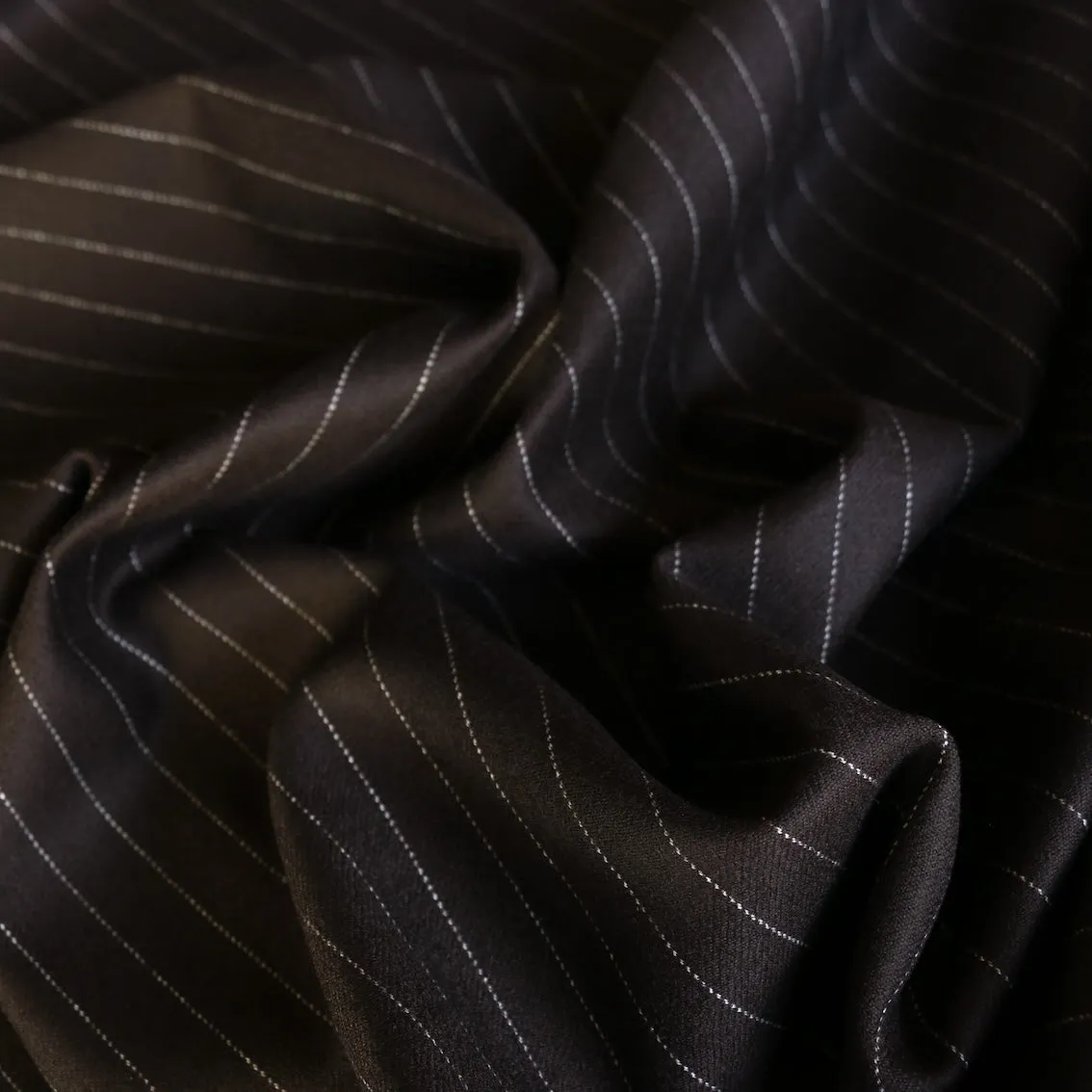 Dolce Striped Wool Suiting - Chocolate Pinstripe