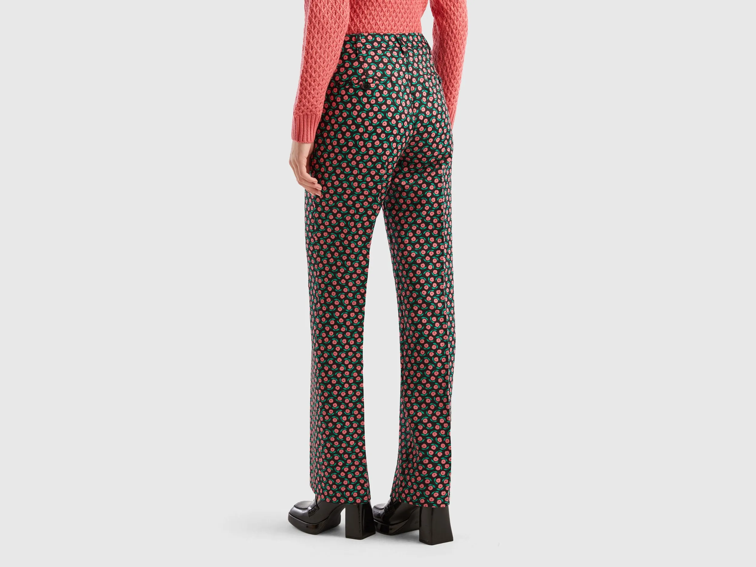 Floral Print Straight Fit Trousers
