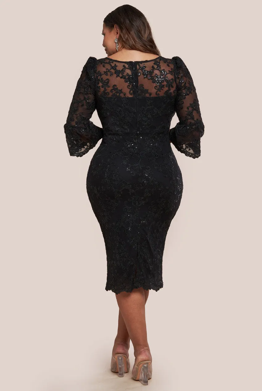 Goddiva Plus Scallop Lace Midi Dress