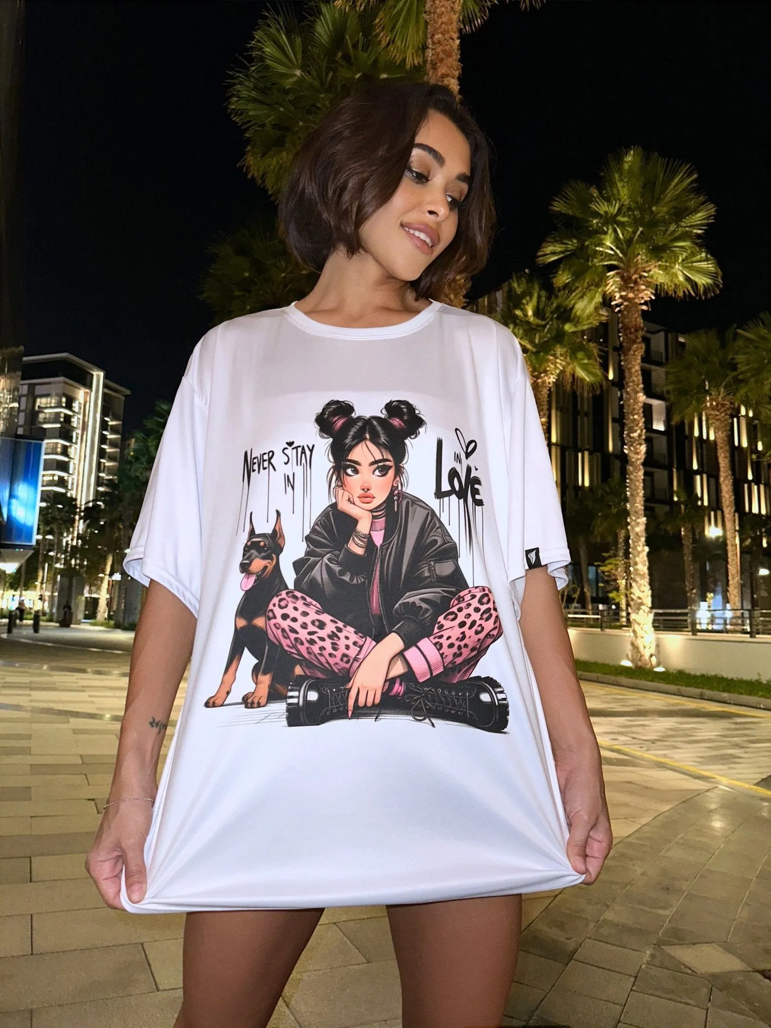 Oversize T-shirt Never stay in love - One size