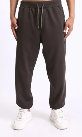 R210691 - Elastic Waist with Drawstring Pants - Burnt Brown