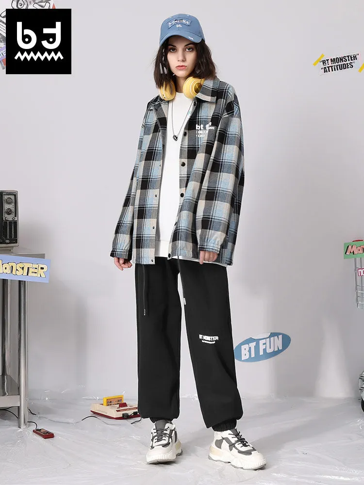 Simple style English printed elastic waist basic cotton corset pants