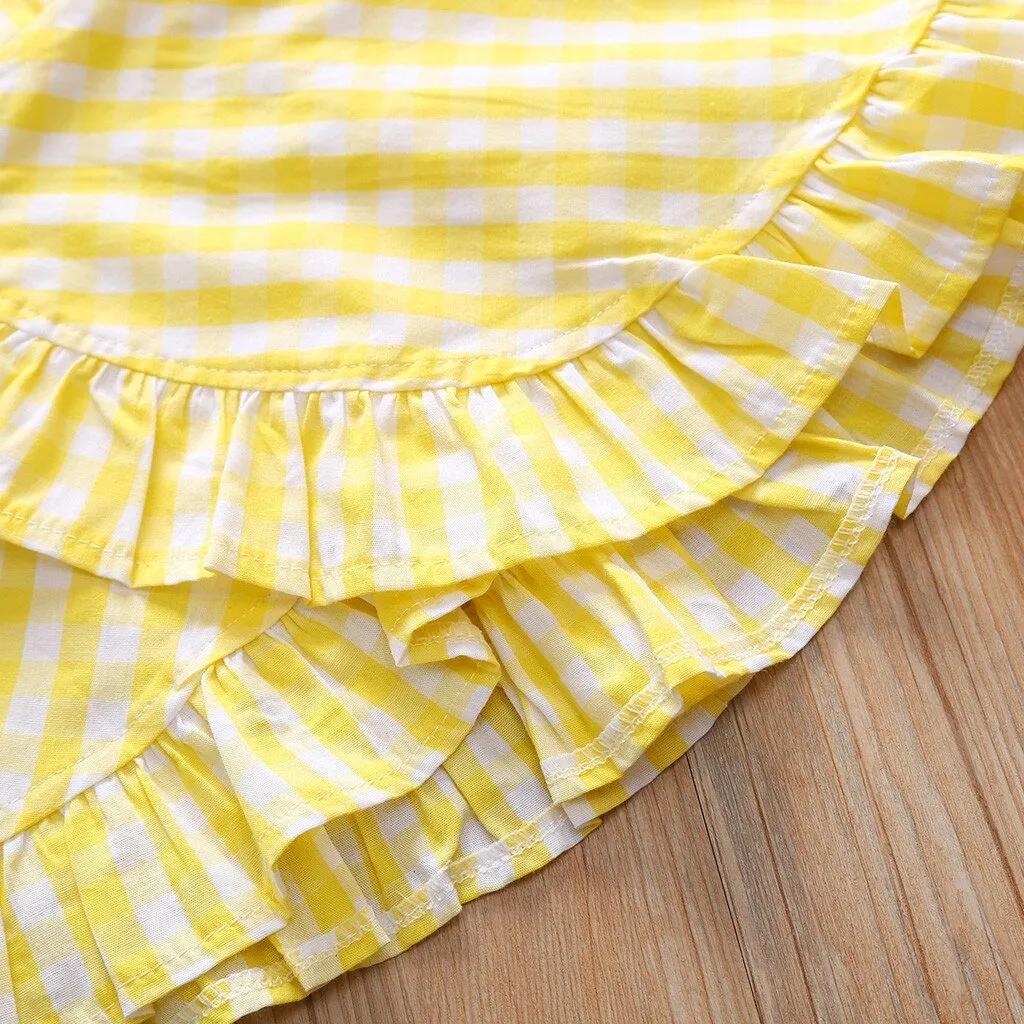 Toddler Baby Girl Clothes Set 2PCs Kid Plaid Vest