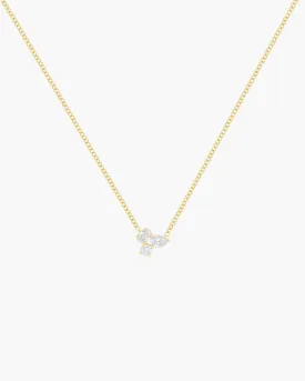 TRIPLE DIAMOND CLUSTER NECKLACE IN 14K YELLOW GOLD