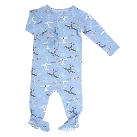 Vintage Airplanes Zipper Footie
