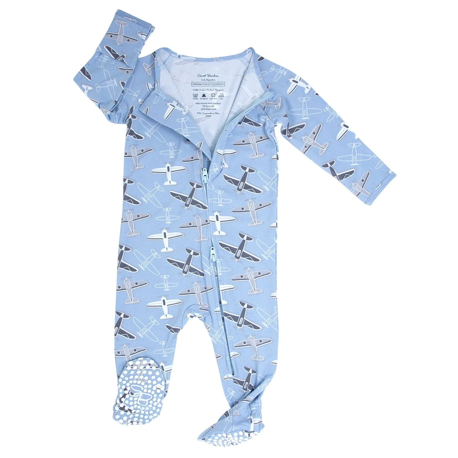 Vintage Airplanes Zipper Footie