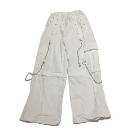 White Cargo Pants with Chains
