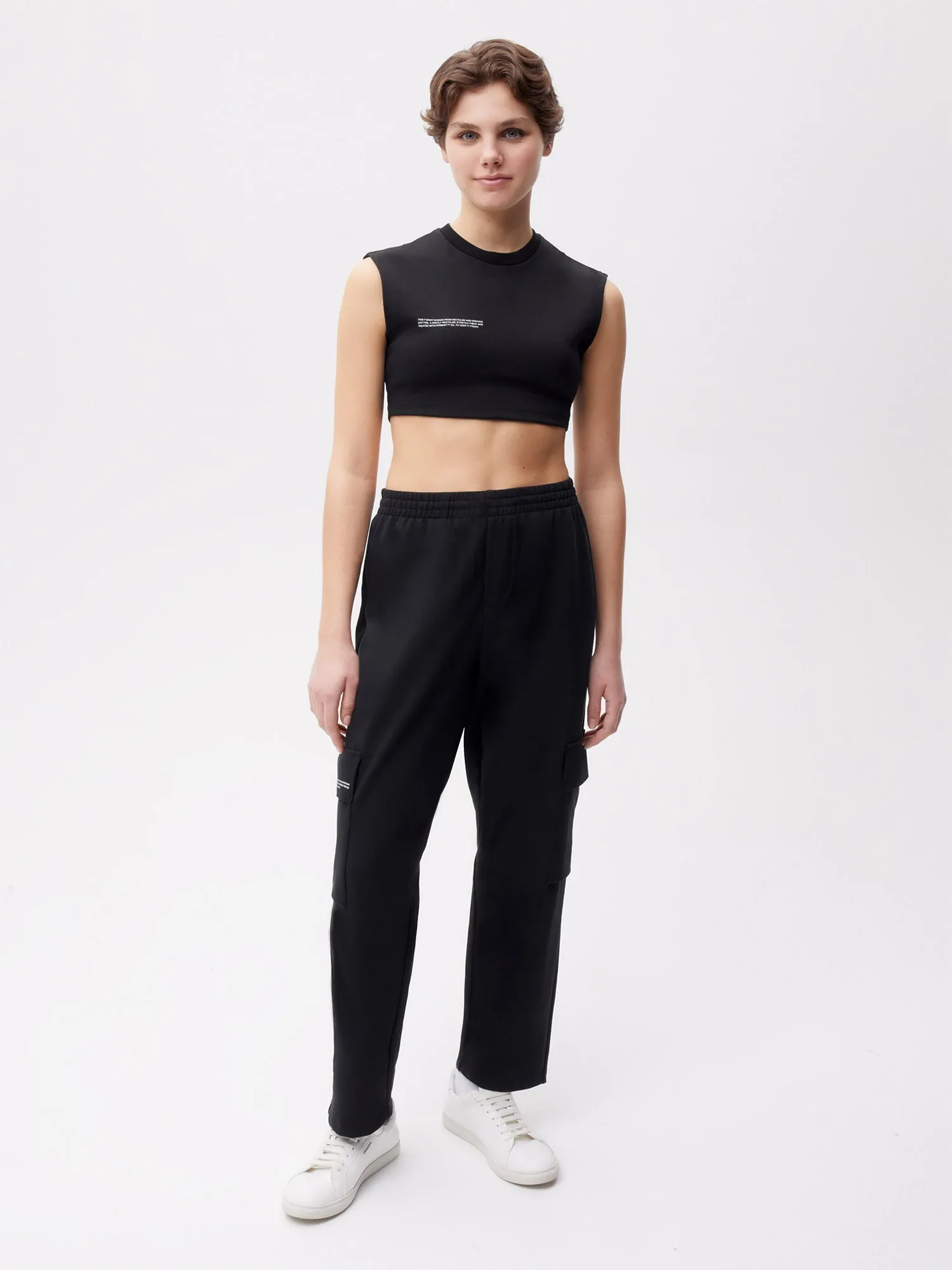Womens Double Jersey Cargo Track Pants—black