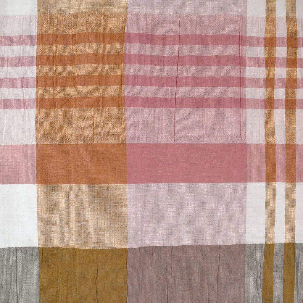 Yarn Dyed Plaid Soft Shirred Cotton Shirting Pink/Spice